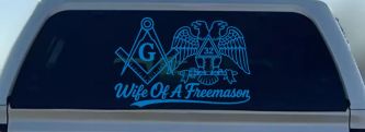 Wife of a Freemason Shriner 32 degree Car or Truck Vinyl Window Decal Sticker (Sky Blue)