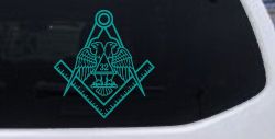 Freemason Shriner 32 Degree Car or Truck Vinyl Window Decal Sticker (Turquoise)