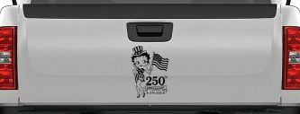 Betty Boop United States 250th Birthday Car or Truck Vinyl Window Decal Sticker (Black)