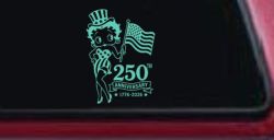 Betty Boop United States 250th Birthday Car or Truck Vinyl Window Decal Sticker (Mint)
