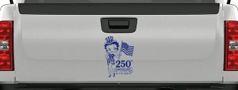 Betty Boop United States 250th Birthday Car or Truck Vinyl Window Decal Sticker (Navy)