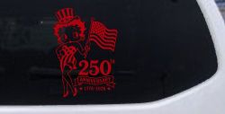 Betty Boop United States 250th Birthday Car or Truck Vinyl Window Decal Sticker (Red)