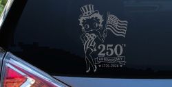 Betty Boop United States 250th Birthday Car or Truck Vinyl Window Decal Sticker (Silver)