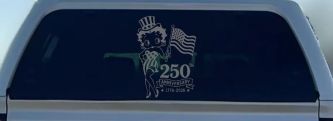 Betty Boop United States 250th Birthday Car or Truck Vinyl Window Decal Sticker (Silver)