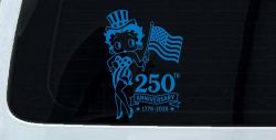 Betty Boop United States 250th Birthday Car or Truck Vinyl Window Decal Sticker (Sky Blue)