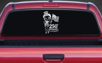 Betty Boop United States 250th Birthday Car or Truck Vinyl Window Decal Sticker
