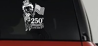 Betty Boop United States 250th Birthday Car or Truck Vinyl Window Decal Sticker