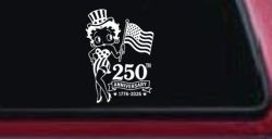Betty Boop United States 250th Birthday Car or Truck Vinyl Window Decal Sticker