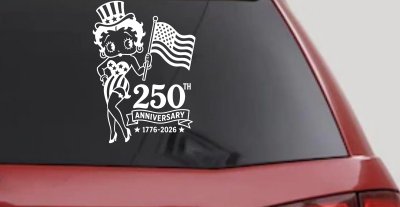 Betty Boop United States 250th Birthday Car or Truck Vinyl Window Decal Sticker