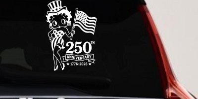 Betty Boop United States 250th Birthday Car or Truck Vinyl Window Decal Sticker