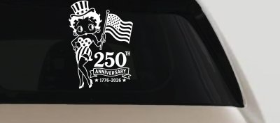 Betty Boop United States 250th Birthday Car or Truck Vinyl Window Decal Sticker
