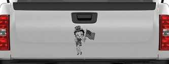 Patriotic Betty Boop Car or Truck Vinyl Window Decal Sticker (Matte Black)