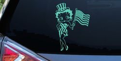 Patriotic Betty Boop Car or Truck Vinyl Window Decal Sticker (Mint)