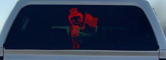 Patriotic Betty Boop Car or Truck Vinyl Window Decal Sticker (Red)