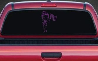 Patriotic Betty Boop Car or Truck Vinyl Window Decal Sticker (Violet)