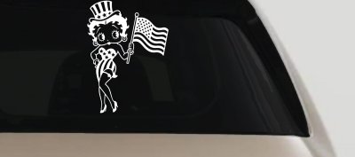 Patriotic Betty Boop Car or Truck Vinyl Window Decal Sticker