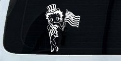 Patriotic Betty Boop Car or Truck Vinyl Window Decal Sticker