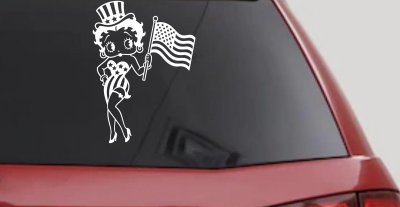 Patriotic Betty Boop Car or Truck Vinyl Window Decal Sticker
