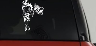 Patriotic Betty Boop Car or Truck Vinyl Window Decal Sticker
