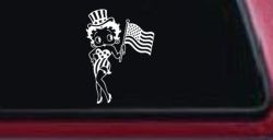 Patriotic Betty Boop Car or Truck Vinyl Window Decal Sticker