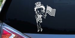 Patriotic Betty Boop Car or Truck Vinyl Window Decal Sticker