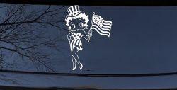 Patriotic Betty Boop Car or Truck Vinyl Window Decal Sticker