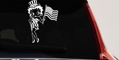 Patriotic Betty Boop Car or Truck Vinyl Window Decal Sticker