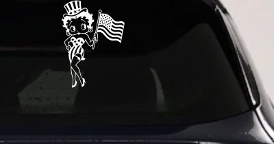 Patriotic Betty Boop Car or Truck Vinyl Window Decal Sticker