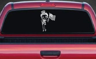 Patriotic Betty Boop Car or Truck Vinyl Window Decal Sticker