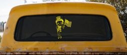 Patriotic Betty Boop Car or Truck Vinyl Window Decal Sticker (Yellow)