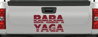 BABA YAGA American Flag Car or Truck Vinyl Window Decal Sticker (Burgundy)