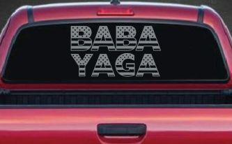 BABA YAGA American Flag Car or Truck Vinyl Window Decal Sticker (Telegrey)