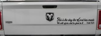 This is the day the Lord has made We will rejoice and be glad in it Psalm 118:24 Car or Truck Vinyl Window Decal Sticker (Black)