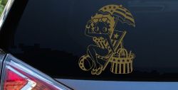 Betty Boop Stars and Stripes Beach Theme Car Truck Vinyl Window Decal Sticker (Gold)