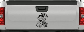 Betty Boop Stars and Stripes Beach Theme Car Truck Vinyl Window Decal Sticker (Matte Black)