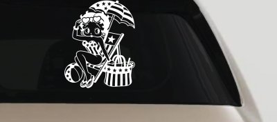 Betty Boop Stars and Stripes Beach Theme Car Truck Vinyl Window Decal Sticker
