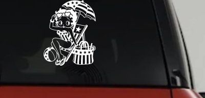 Betty Boop Stars and Stripes Beach Theme Car Truck Vinyl Window Decal Sticker