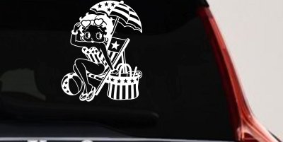 Betty Boop Stars and Stripes Beach Theme Car Truck Vinyl Window Decal Sticker