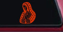Virgin Mary Madonna in Prayer Car Truck Vinyl Window Decal Sticker (Orange Red)
