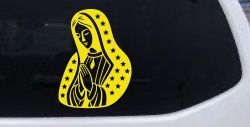 Virgin Mary Madonna in Prayer Car Truck Vinyl Window Decal Sticker (Yellow)