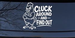 Chicken Hen Cluck Around and Find Out Car Truck Vinyl Window Decal Sticker