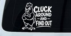 Chicken Hen Cluck Around and Find Out Car Truck Vinyl Window Decal Sticker