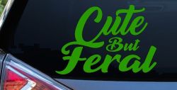 Funny Cute But Feral Car or Truck Vinyl Window Decal Sticker (Lime)