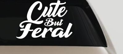Funny Cute But Feral Car or Truck Vinyl Window Decal Sticker