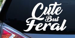 Funny Cute But Feral Car or Truck Vinyl Window Decal Sticker
