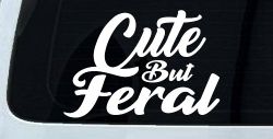 Funny Cute But Feral Car or Truck Vinyl Window Decal Sticker