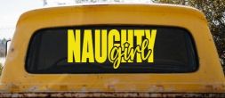 Naughty Girl Car or Truck Vinyl Window Decal Sticker (Yellow)