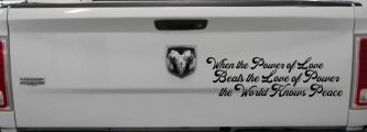 Power of Love Beats Love of Power World Peace Car or Truck Vinyl Window Decal Sticker (Black)