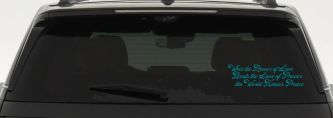 Power of Love Beats Love of Power World Peace Car or Truck Vinyl Window Decal Sticker (Turquoise Blue)