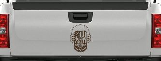 Patriotic USA Flag Skull with Powdered Wig Car or Truck Vinyl Window Decal Sticker (Brown)